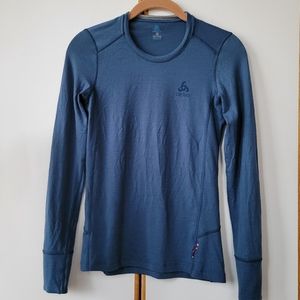 Odlo Virgin Merino Wool Base Layer S Long Sleeve Teal Blue